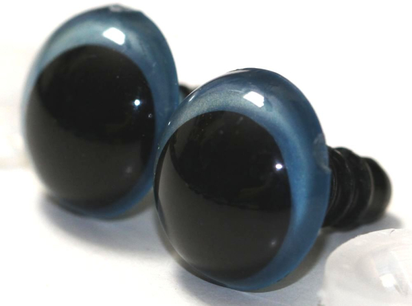 1 Paar Sicherheitsaugen 14 mm Sky Blue irisierend metallic Schielaugen