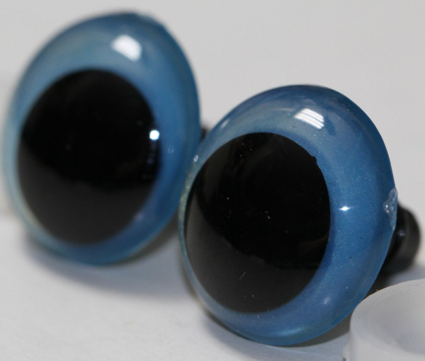 1 Paar Sicherheitsaugen 20 mm Sky Blue irisierend metallic Schielaugen