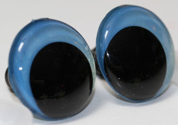 1 Paar Sicherheitsaugen 23 mm Sky Blue irisierend metallic Schielaugen