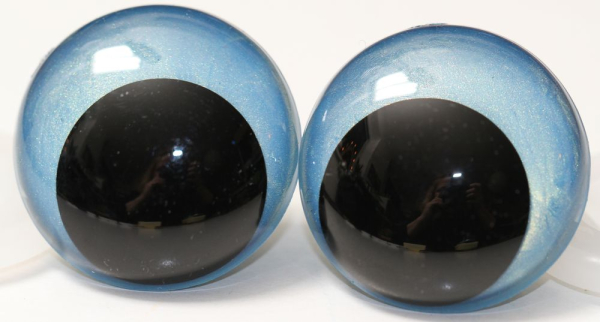 1 Paar Sicherheitsaugen 28 mm Sky Blue irisierend metallic Schielaugen