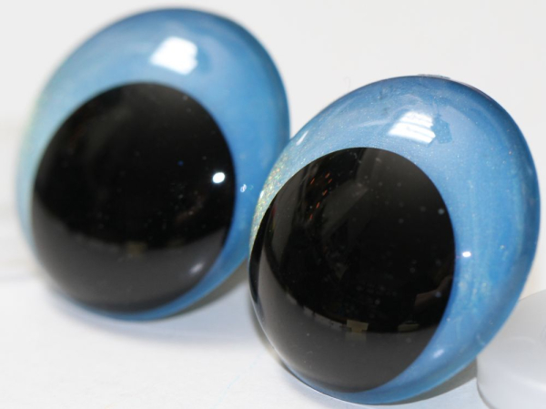 1 Paar Sicherheitsaugen 28 mm Sky Blue irisierend metallic Schielaugen