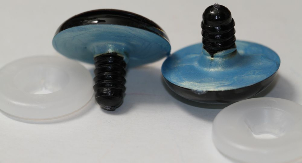 1 Paar Sicherheitsaugen 28 mm Sky Blue irisierend metallic Schielaugen
