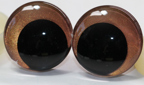 1 Paar Sicherheitsaugen trapezoid 25 mm Copper irisierend metallic Schielaugen