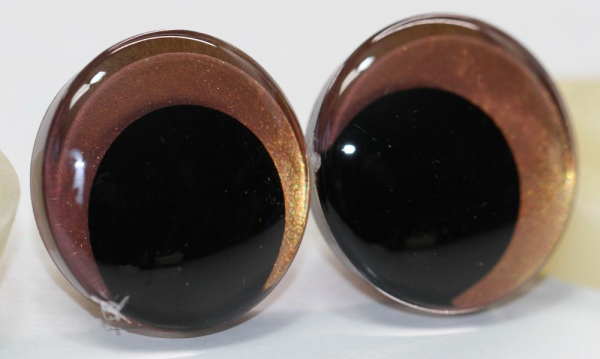 1 Paar Sicherheitsaugen trapezoid 25 mm Copper irisierend metallic Schielaugen