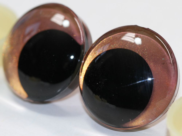 1 Paar Sicherheitsaugen trapezoid 30 mm Copper irisierend metallic Schielaugen