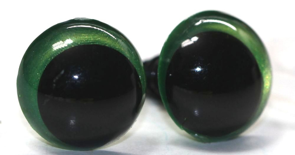 1 Paar Sicherheitsaugen 12 mm Hellgrün irisierend metallic Schielaugen