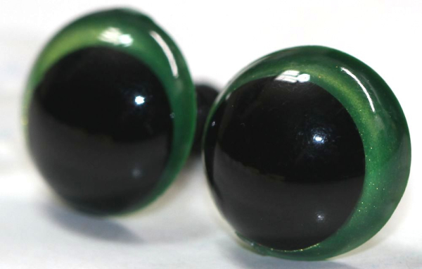 1 Paar Sicherheitsaugen 12 mm Hellgrün irisierend metallic Schielaugen