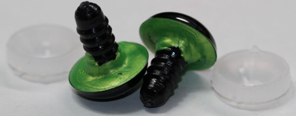 1 Paar Sicherheitsaugen 16 mm Hellgrün irisierend metallic Schielaugen