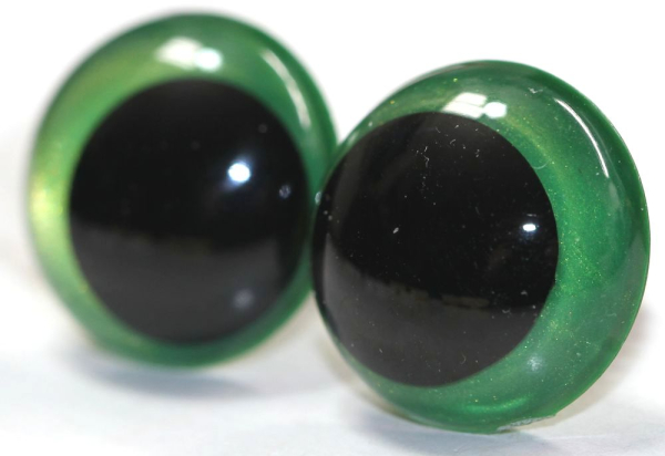 1 Paar Sicherheitsaugen 18 mm Hellgrün irisierend metallic Schielaugen