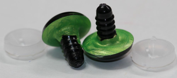 1 Paar Sicherheitsaugen 18 mm Hellgrün irisierend metallic Schielaugen