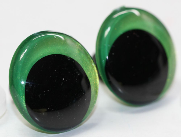 1 Paar Sicherheitsaugen 23 mm Hellgrün irisierend metallic Schielaugen