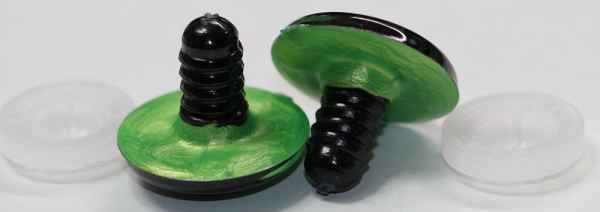 1 Paar Sicherheitsaugen 23 mm Hellgrün irisierend metallic Schielaugen