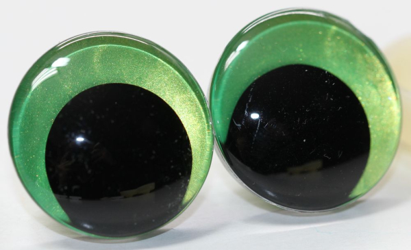 1 Paar Sicherheitsaugen trapezoid 25 mm Hellgrün irisierend metallic Schielaugen