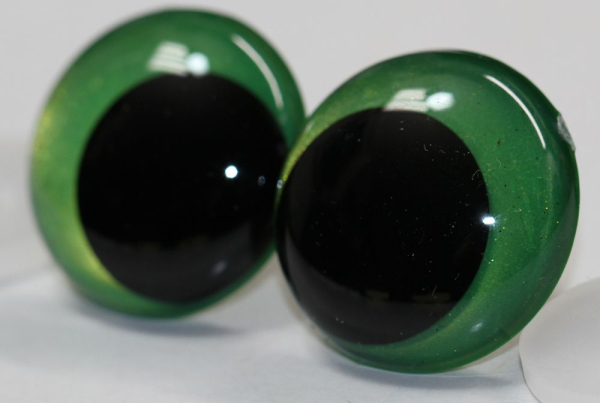 1 Paar Sicherheitsaugen 28 mm Hellgrün irisierend metallic Schielaugen