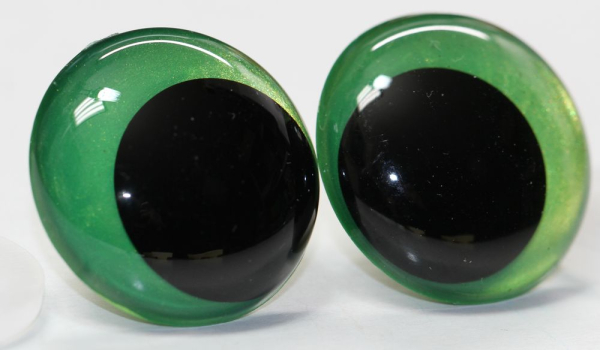 1 Paar Sicherheitsaugen 28 mm Hellgrün irisierend metallic Schielaugen