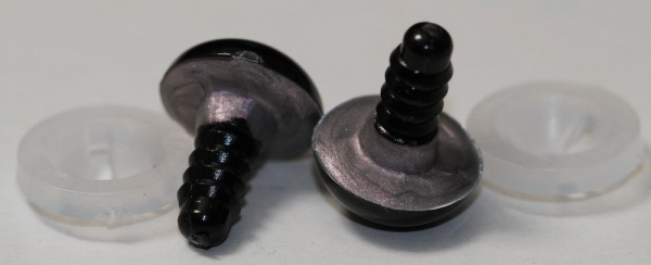 1 Paar Sicherheitsaugen 12 mm Silber irisierend metallic Schielaugen