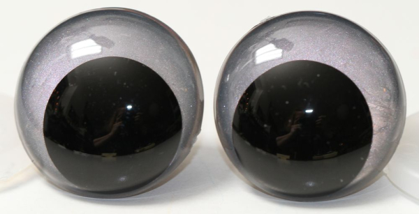 1 Paar Sicherheitsaugen 28 mm Silber irisierend metallic Schielaugen