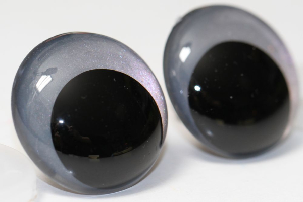 1 Paar Sicherheitsaugen 28 mm Silber irisierend metallic Schielaugen