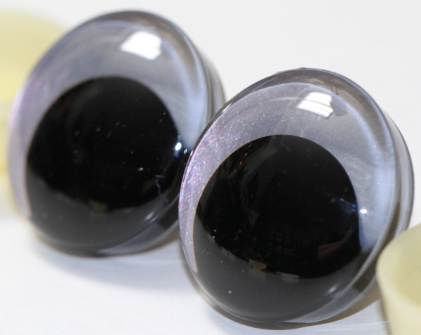 1 Paar Sicherheitsaugen trapezoid 30 mm Silber irisierend metallic Schielaugen