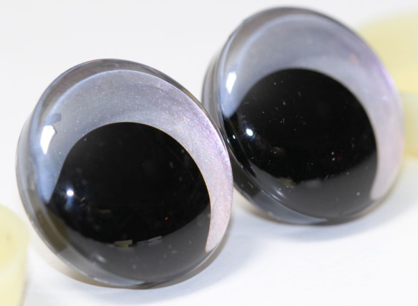 1 Paar Sicherheitsaugen trapezoid 30 mm Silber irisierend metallic Schielaugen