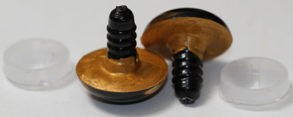 1 Paar Sicherheitsaugen 20 mm Gold irisierend metallic Schielaugen