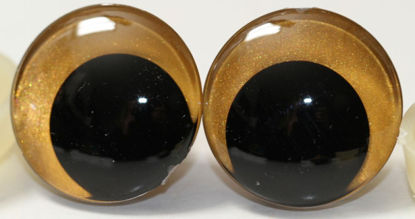 1 Paar Sicherheitsaugen trapezoid 25 mm Gold irisierend metallic Schielaugen