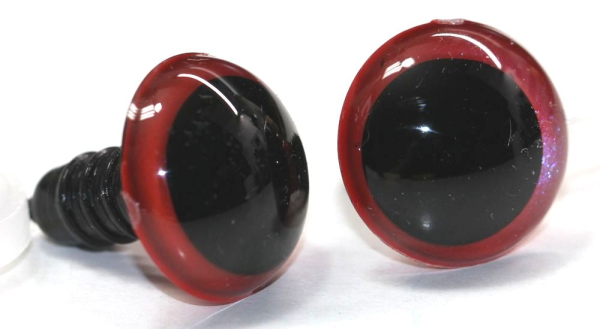 1 Paar Sicherheitsaugen 16 mm Rot irisierend metallic Schielaugen