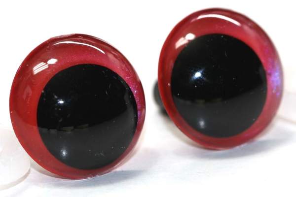 1 Paar Sicherheitsaugen 18 mm Rot irisierend metallic Schielaugen