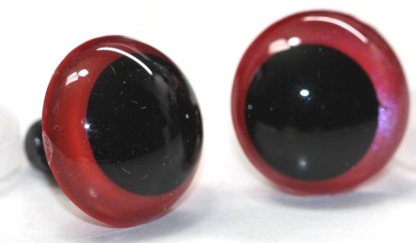 1 Paar Sicherheitsaugen 18 mm Rot irisierend metallic Schielaugen
