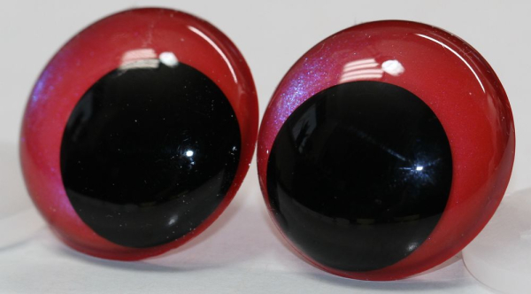 1 Paar Sicherheitsaugen 28 mm Rot irisierend metallic Schielaugen