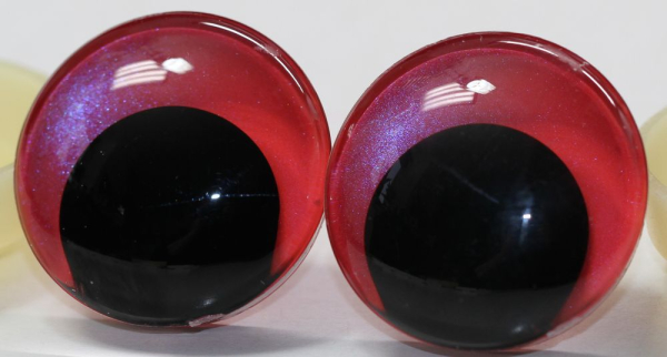 1 Paar Sicherheitsaugen trapezoid 30 mm Rot irisierend metallic Schielaugen