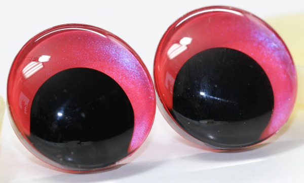 1 Paar Sicherheitsaugen trapezoid 30 mm Rot irisierend metallic Schielaugen