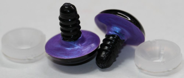 1 Paar Sicherheitsaugen 18 mm Violett irisierend metallic Schielaugen