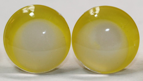 1 Paar Sicherheitsaugen Schielaugen trapezoid 20 mm gelb nachtleuchtende Pupille
