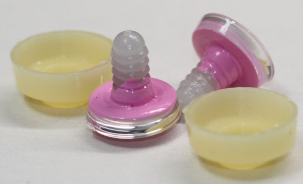 1 Paar Sicherheitsaugen Schielaugen trapezoid 20 mm rosa nachtleuchtende Pupille