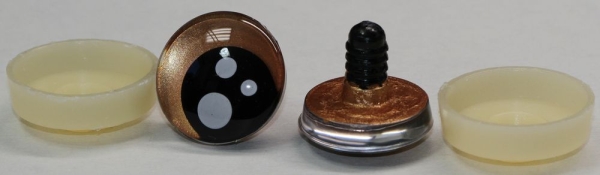 1 Paar Sicherheitsaugen trapezoid 25 mm rosegold metallic Pupille schwarz mit weißen Punkten