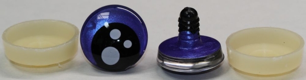 1 Paar Sicherheitsaugen trapezoid 25 mm violett metallic Pupille schwarz mit weißen Punkten