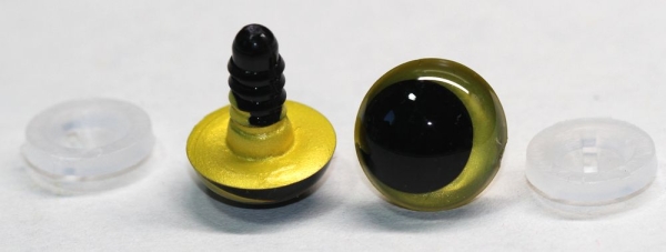 1 Paar Sicherheitsaugen 14 mm gelb metallic Schielaugen