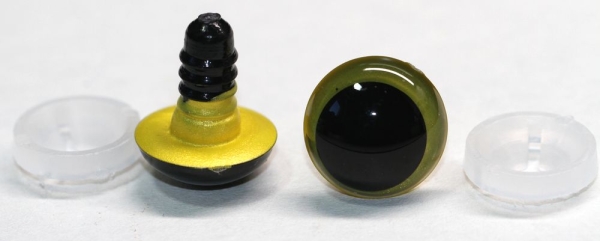 1 Paar Sicherheitsaugen 16 mm gelb metallic Schielaugen
