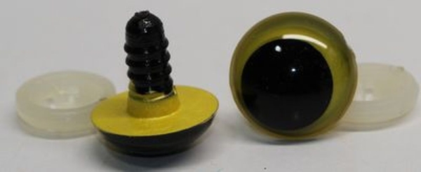 1 Paar Sicherheitsaugen 18 mm gelb metallic Schielaugen