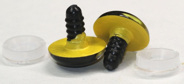 1 Paar Sicherheitsaugen 20 mm gelb metallic Schielaugen