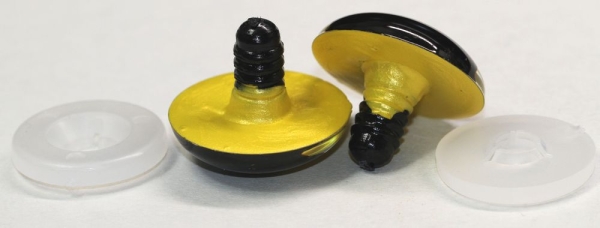 1 Paar Sicherheitsaugen 28 mm gelb metallic Schielaugen