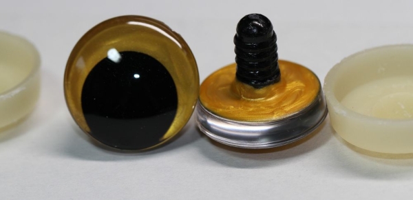 1 Paar Sicherheitsaugen trapezoid 25 mm gold metallic Schielaugen