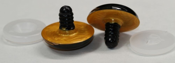 1 Paar Sicherheitsaugen 28 mm gold metallic Schielaugen