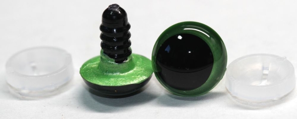 1 Paar Sicherheitsaugen 16 mm hellgrün metallic Schielaugen