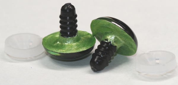 1 Paar Sicherheitsaugen 20 mm hellgrün metallic Schielaugen