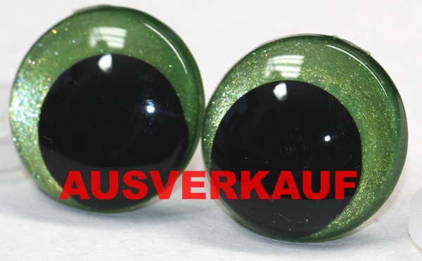 1 Paar Sicherheitsaugen 23 mm hellgrün metallic Schielaugen