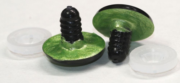 1 Paar Sicherheitsaugen 23 mm hellgrün metallic Schielaugen