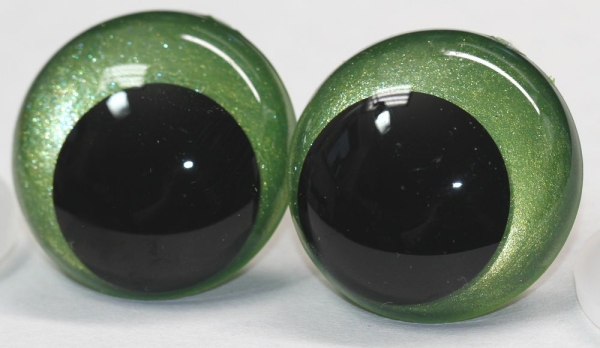 1 Paar Sicherheitsaugen 28 mm hellgrün metallic Schielaugen