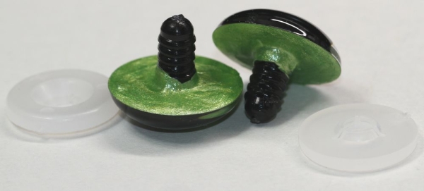 1 Paar Sicherheitsaugen 28 mm hellgrün metallic Schielaugen